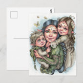 Carte postale de l'amour maternel elfe Famille Con (Devant / Derrière)