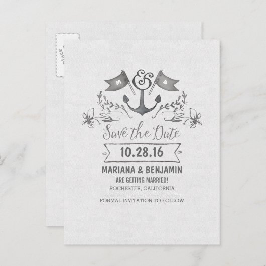 Carte postale de l'ancre de la date (Devant / Derrière)