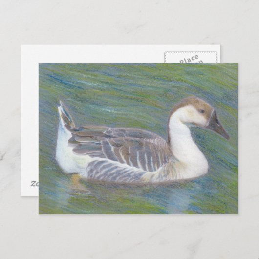 Carte postale de l'animal domestique Goose Fine Ar (Devant / Derrière)