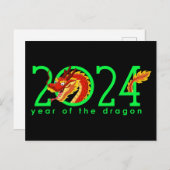 Carte postale de l'année chinoise du dragon de des (Devant / Derrière)