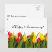 Carte postale de l'anniversaire des tulipes coloré (Devant / Derrière)