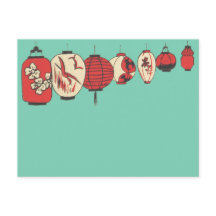 Carte postale de lanternes en papier chinois tradi