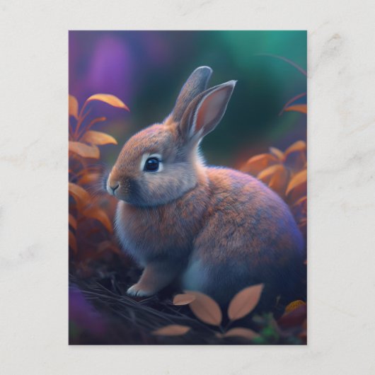 Carte postale de lapin coloré vibre (Devant)