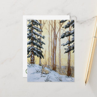 Carte postale de lapin d'hiver