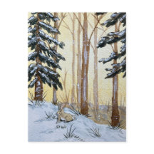 Carte postale de lapin d'hiver