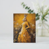 Carte postale de lapin en robe jaune (Debout devant)