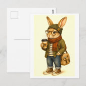 Carte postale de lapin hipster (Devant / Derrière)
