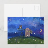 Carte postale de lapin regardant les étoiles (Devant / Derrière)