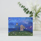 Carte postale de lapin regardant les étoiles (Debout devant)