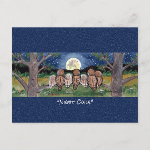 Carte postale de l'aquarelle Whimsical Forest Nigh