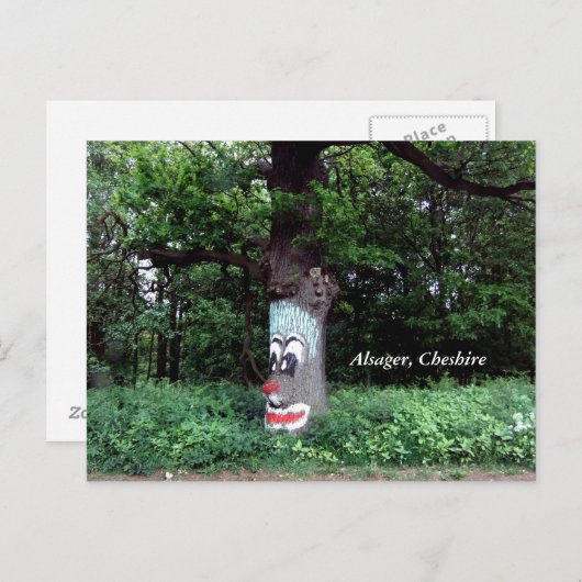 Carte postale de l'arbre avec un visage à Alsager (Devant / Derrière)