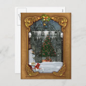 Carte postale de l'arbre de Noël d'hiver (Devant / Derrière)
