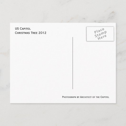 Carte postale de l'arbre de Noël du Capitole améri (Dos)
