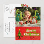 Carte postale de l'arbre de Noël Rouge personnalis (Devant / Derrière)