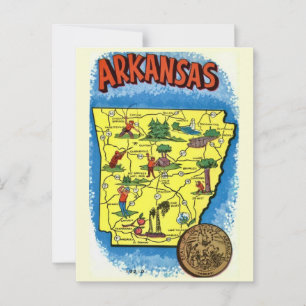 Carte postale de l'Arkansas illustrée vintage