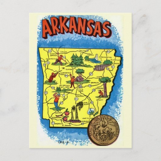 Carte postale de l'Arkansas illustrée vintage (Devant)