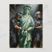 Carte postale de l'arrestation de la statue de la  (Devant)