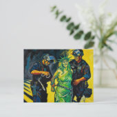 Carte postale de l'arrestation de la Statue de la (Debout devant)