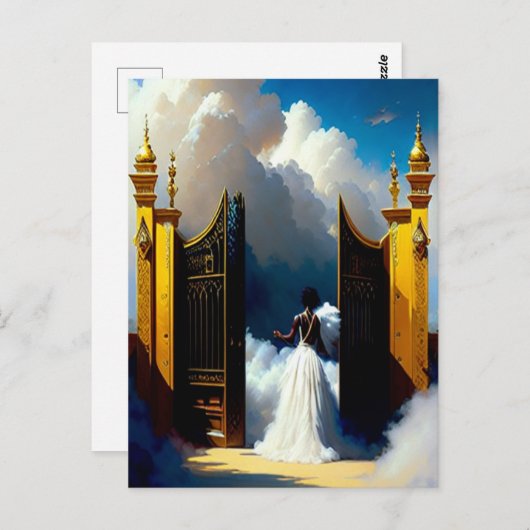 Carte postale de l'art chrétien noir à la porte du (Devant / Derrière)