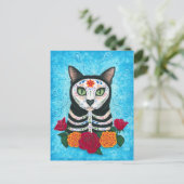 Carte postale de l'art crâne de sucre du chat mort (Debout devant)