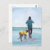 Carte postale de l'art de chien Greyhound Walking  (Devant / Derrière)