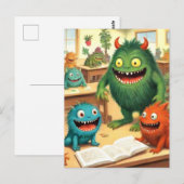 Carte postale de l'école des monstres mignons (Devant / Derrière)