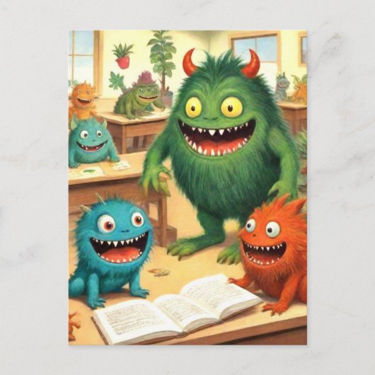 Carte postale de l'école des monstres mignons (Devant)