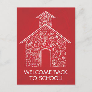 Carte postale de l'école - Rouge