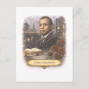 Carte postale de l'écrivain James Baldwin de style