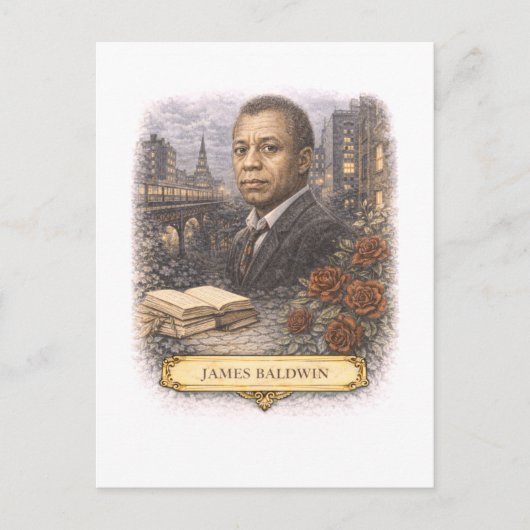 Carte postale de l'écrivain James Baldwin de style (Devant)