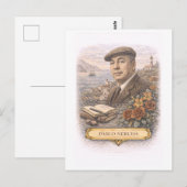 Carte postale de l'écrivain Pablo Neruda de style  (Devant / Derrière)