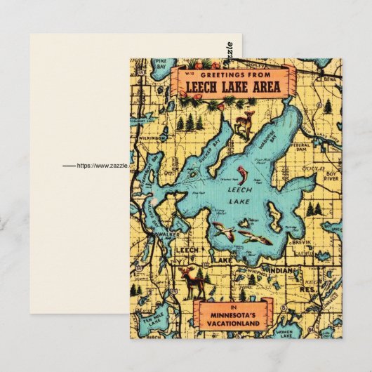 Carte postale de Leech Lake Minnesota (Devant / Derrière)