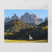 Carte postale de l'église avec les Dolomites (Devant)