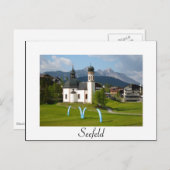 Carte postale de l'église de Seefeld en texte blan (Devant / Derrière)