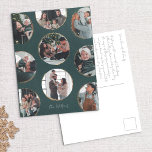 Carte postale de l'élégance décorative en vert fon<br><div class="desc">Le Carte photo de vacances Ornamental Elegance est une façon festive et sophistiquée de mettre en valeur vos souvenirs chéris pendant la saison des fêtes. Ce carte photo présente neuf petites photos circulaires, rappelant les ornements de Noël, disposées sur un riche arrière - plan vert foncé orné d'élégants accents dorés....</div>