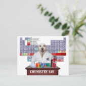 Carte postale de l'enseignant en chimie drôle avec (Debout devant)