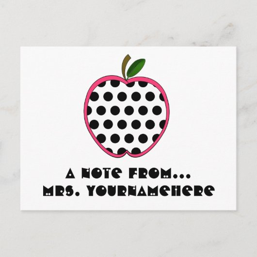 Carte postale de l'enseignant - Polka Dot Apple (Devant)