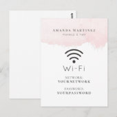 Carte postale de l'enseigne Wi-Fi couleur rose vif (Devant / Derrière)