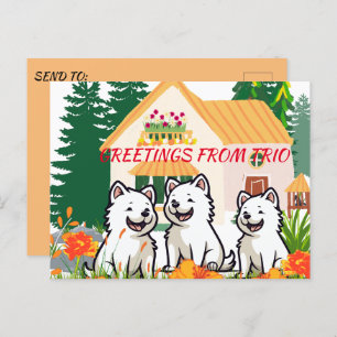 Carte postale de l'entraîneur de chien Happy Puppi