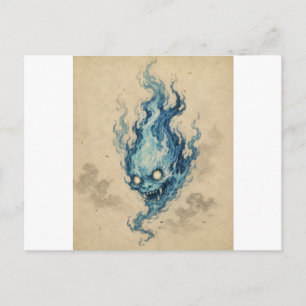 Carte postale de l'esprit de la flamme dorée Onibi