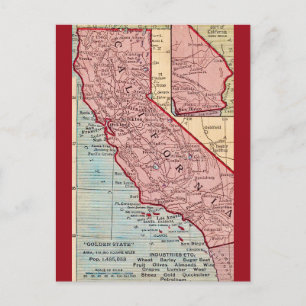 Carte postale de l'État de Californie vintage