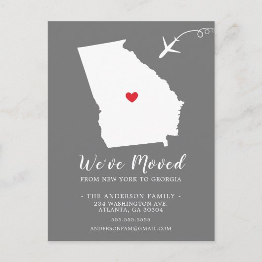 Carte postale de l'État de déménagement GEORGIA (Devant)