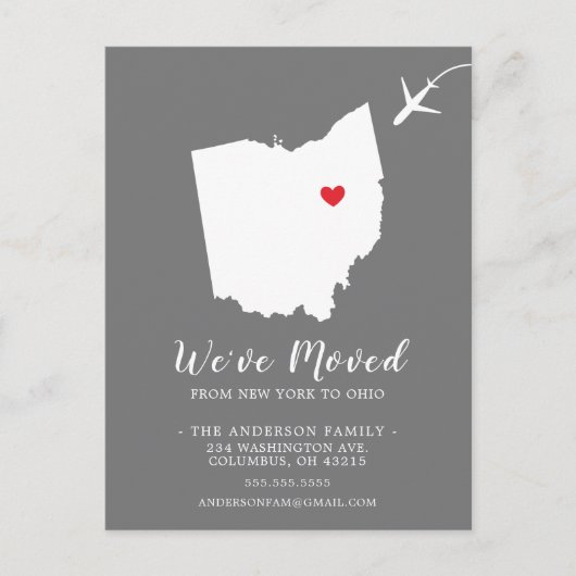 Carte postale de l'État de déménagement OHIO (Devant)