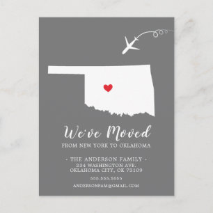 Carte postale de l'État de déménagement OKLAHOMA