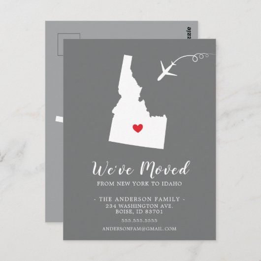 Carte postale de l'État de déplacement IDAHO (Devant / Derrière)