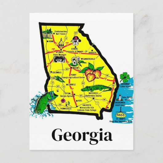 Carte postale de l'État de Géorgie (Devant)