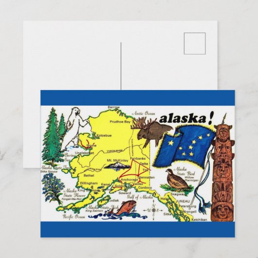 Carte postale de l'État de l'Alaska (Devant / Derrière)