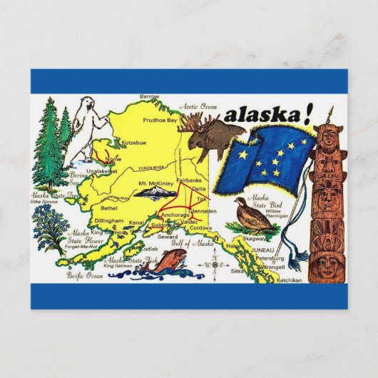 Carte postale de l'État de l'Alaska (Devant)
