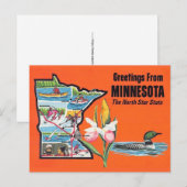 Carte postale de l'État de Minnesota North Star (Devant / Derrière)
