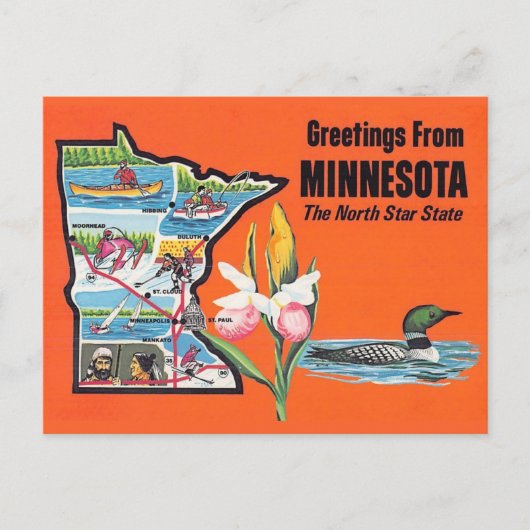 Carte postale de l'État de Minnesota North Star (Devant)